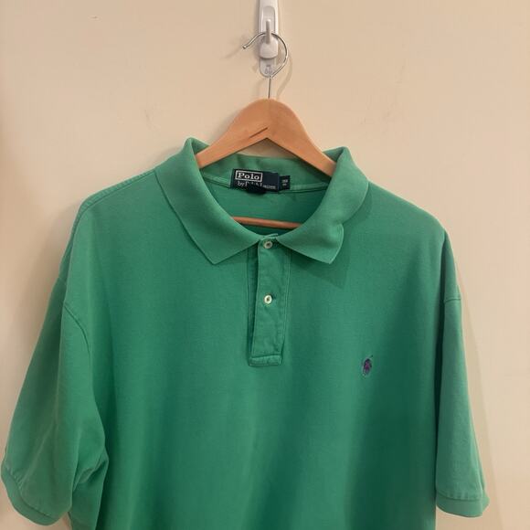 Polo Ralph Lauren Mens 3XB Big Green Purple Pony Golf Shirt Cotton Preppy Read - Picture 1 of 12